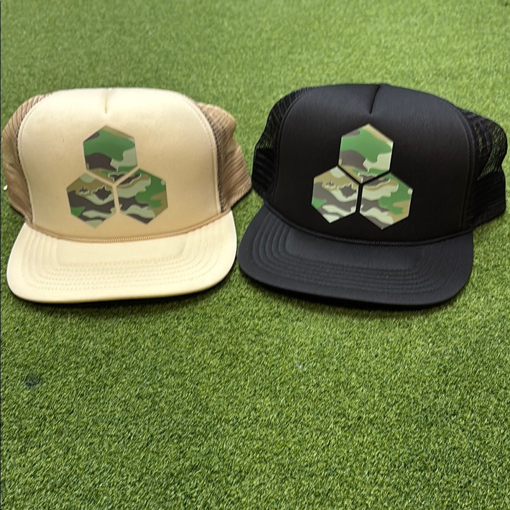 Channel Islands Surfboards Brand New Camo Hexagon Trucker Hats - Black and Cream